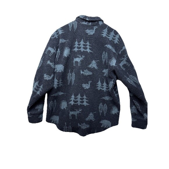 Vtg Fleece Shirt Jacket Oversized Button Up 80s 90s Mens XS Western Nature - Picture 4 of 4